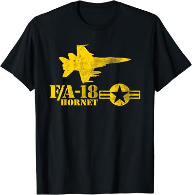 Min NEW LIMITED FA-18 Hornet Navy Fighter Jet T-Shirt