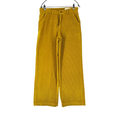 REIKO Damen Senfgelbe Entspannte Gerade Passform Cordhose W28