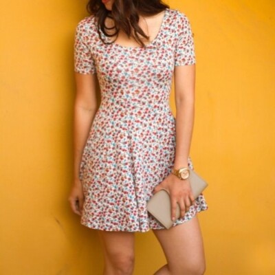 design lab floral dress Design Lab Floral Short Sleeve Dress Stretch Size XS