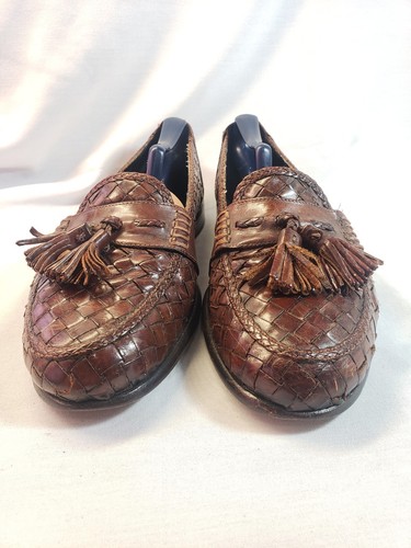 BRAGANO Brown Leather Woven Tassel 