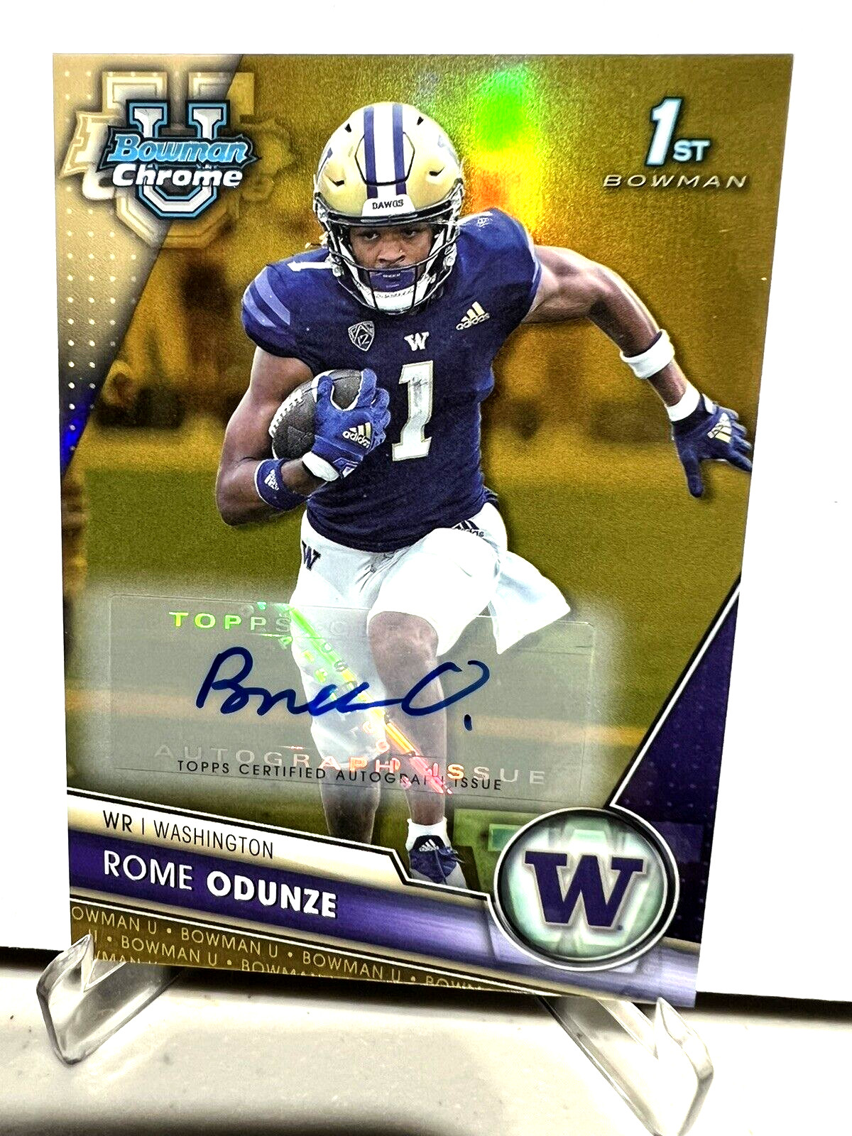 Rome Odunze 2023 Bowman Chrome U 1ST Gold Refractor RC AUTOGRAPH /50 BEARS✨