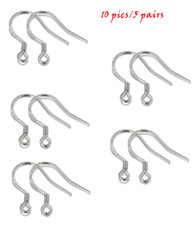 10 pics/5 Pairs 925 Sterling Silver French Wire Fish Hook Earrings DIY Craft