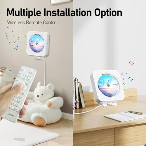 Bluetooth tragbarer Heim CD Musik Player mit Fernbedienung, Timer, gebaut weiß - Bild 5 von 7