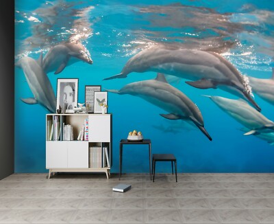 3D Ocean Dolphins O254 Animal Wallpaper Wall Murals Removable Wallpaper Fay