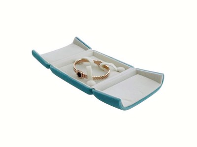 Premium Grade Luxurious Aqua Velvet Jewelry Case for Bracelet Bangle Storage ...