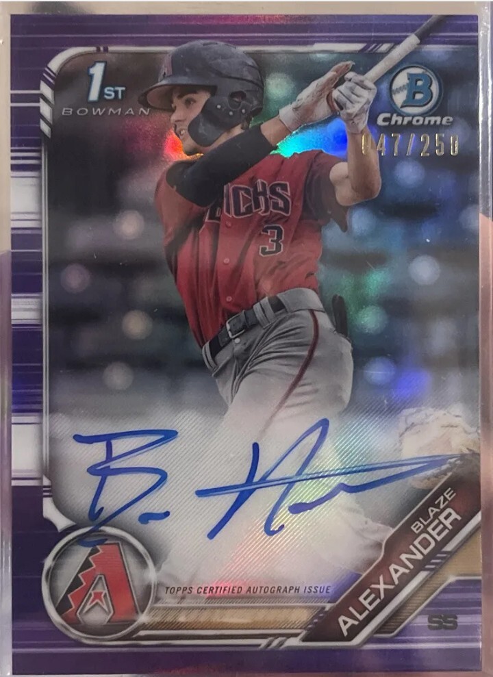 Blaze Alexander 2019 Bowman Chrome Purple Refractor Auto 1st Card 