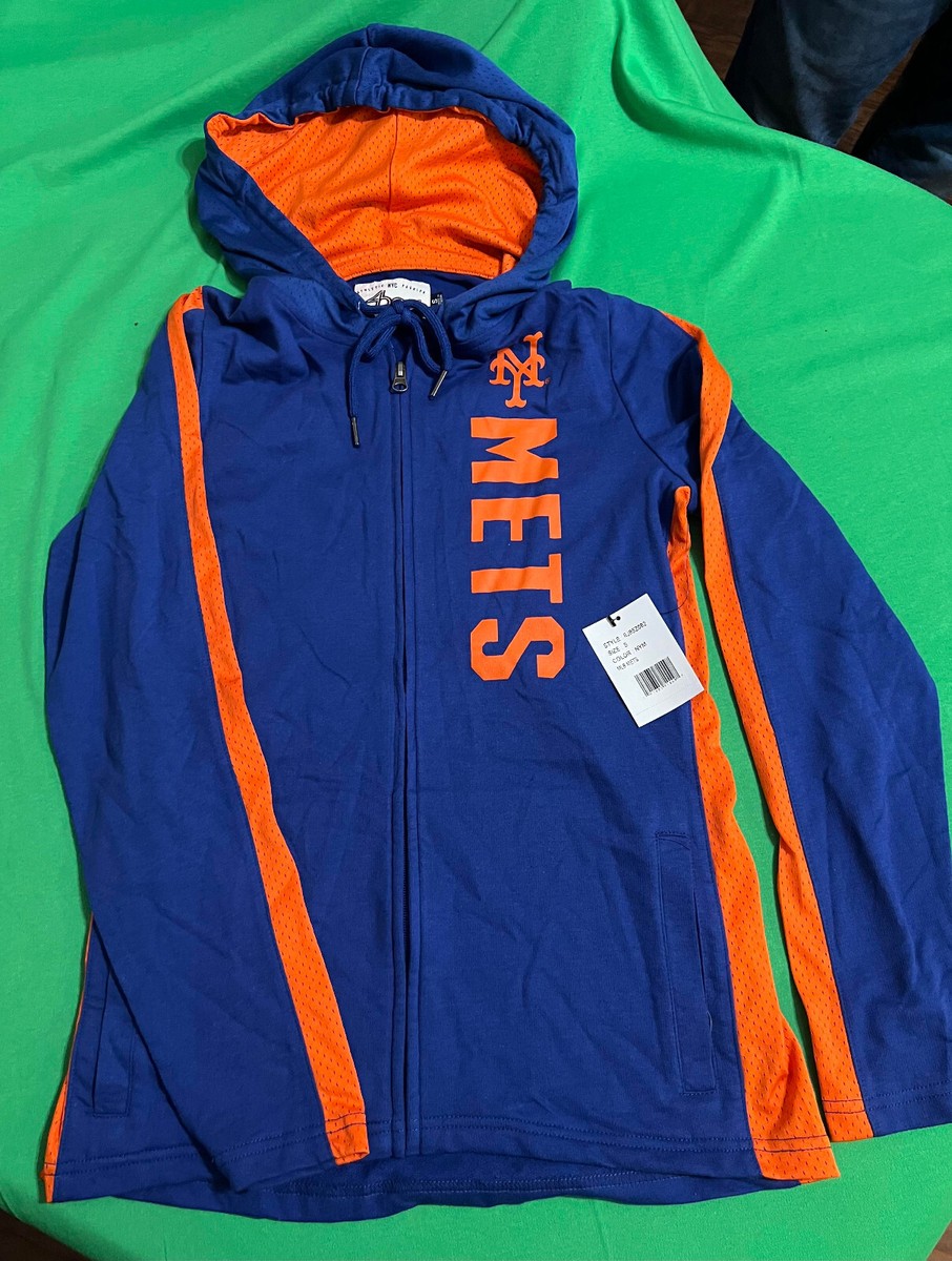 NEW 4HER MLB NEW YORK METS WOMENS LIGHTWEIGHT ZIP HOODED