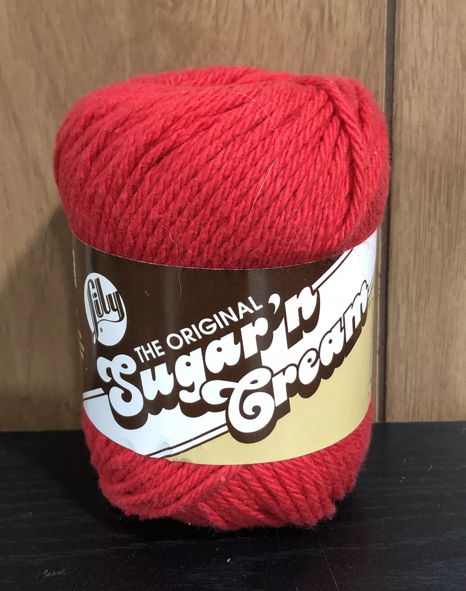 THREE Lily Sugar 'n And Cream RED ROUGE Cotton yarn ~ TWO-2.5 oz. / ONE 4  oz.