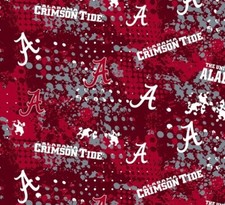 NCAA University of Alabama Splatter Abstract AL-835 Cotton Fabric by the Yard