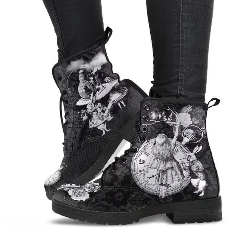 Jack Skellington TBL Boots Women Snow Ankle Boots Motorcycle