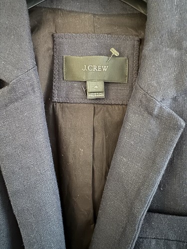 J.Crew Linen Blazer Navy Slim Fitting Size US 4 UK 8 - Picture 2 of 18