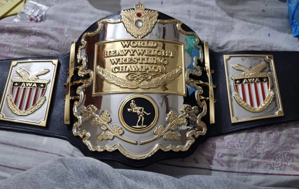 Cinturón Campeonato Mundial de Lucha Pesada AWA 4mm CNC HD Cuero Premium Foto 3 de 4