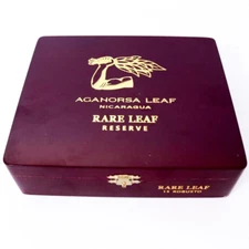 Aganorsa Leaf Robusto Rare Leaf Reserve Empty Wooden Cigar Box 7.5" x 6.5" x 2"