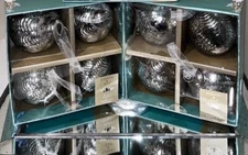 8-NIB 2 SETS OF  TINSEL AND FIR KUGEL ANTIQUE MERCURY GLASS ROUND ORNAMENTS