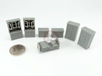MP Originals 1/72 Home Furniture (Var. B) (Buffet Wardrobe Cabinet & Bed) A72002