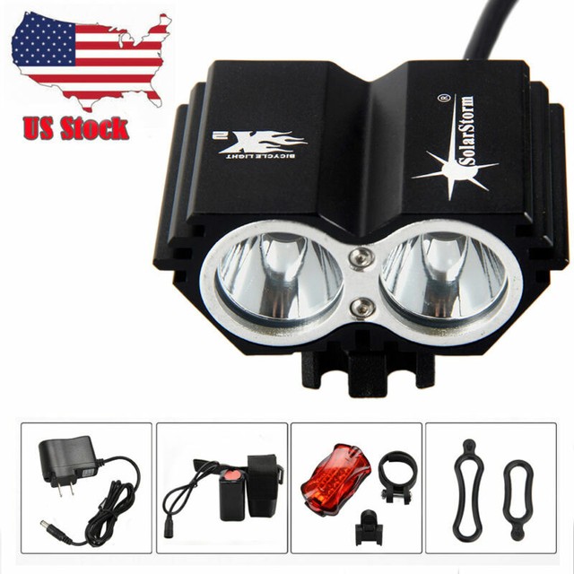 SolarStorm 10000lm X2 LED Bicycle Headlight Front Rear Lamp