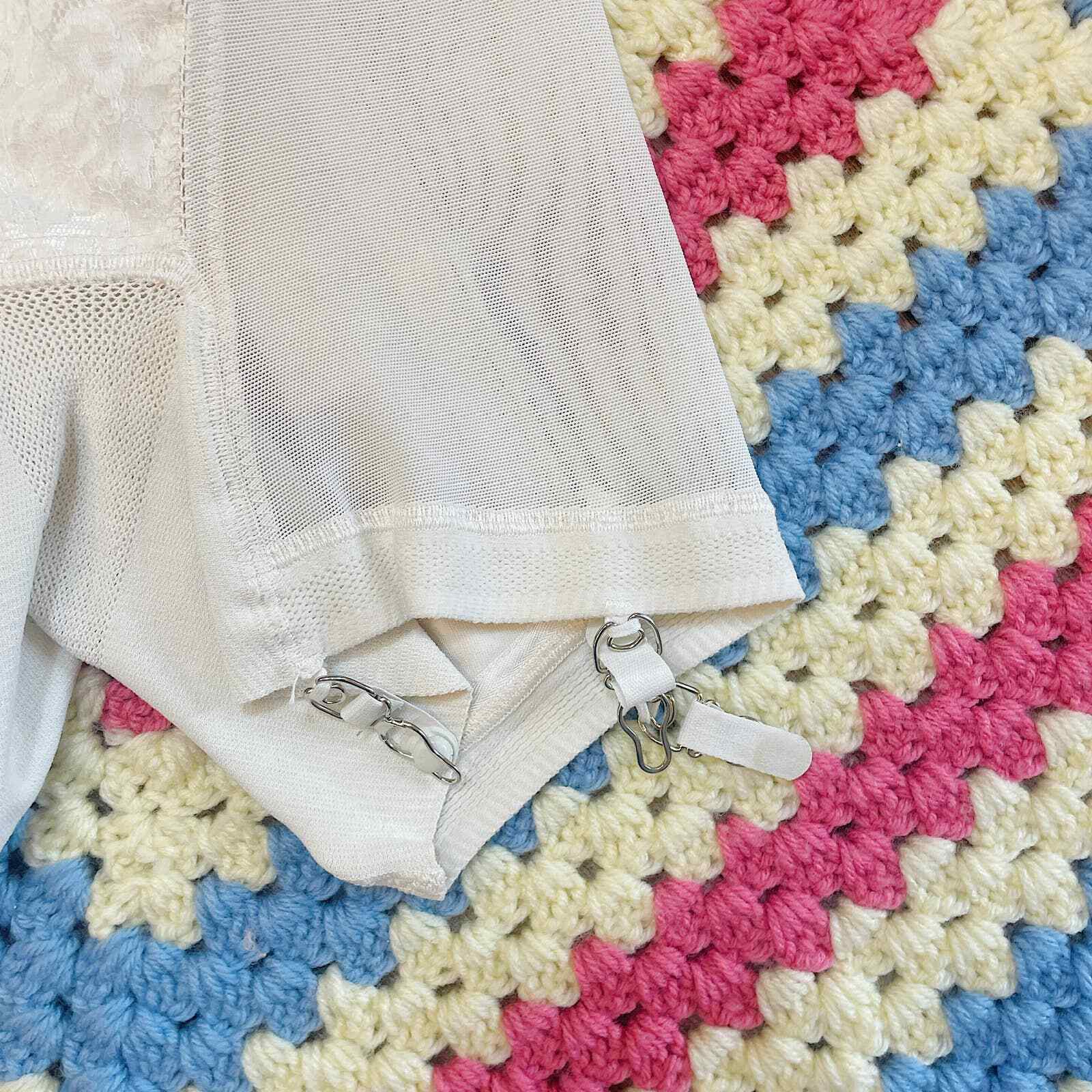 Size XS/S Vassarette White Lace and Satin Shapewear Shorts with Garters eBay