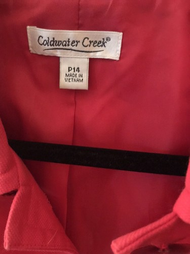 Coldwater Creek Size Petite 14-Red Jacket-Big Button Front Coat - Picture 3 of 4