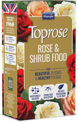 PHOSTROGEN Toprose 5878135 Rose and Shrub Feed, 4Kg - Rose Fertiliser for Healthy Growth an