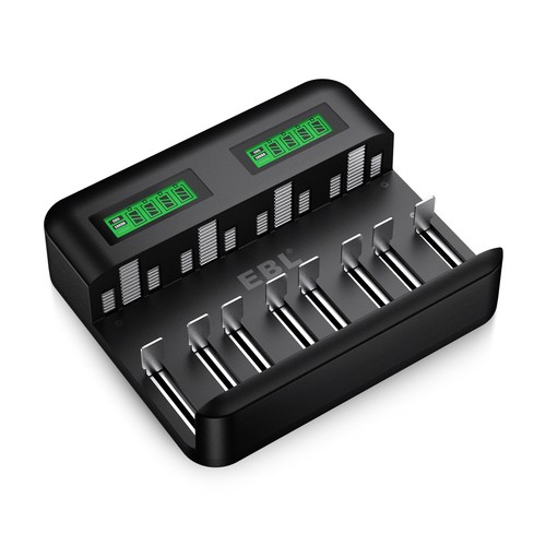EBL Universal LCD Smart Battery Charger - 8 Bay USB For Ni-MH AA AAA C D Battery