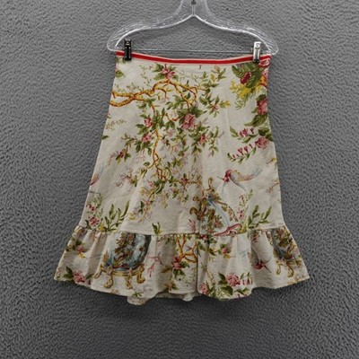 Corey Lynn Calter Floral Fit Flare Skirt 6 Ivory Pink Rose Womens Cottagecore