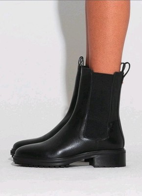 Aeyde Chelsea Jack Black Leather Ankle Booties Boots Pull On Rt $695 42 - US 11