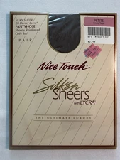 Silken Sheers Nice Touch Pantyhose 20 Denier Lycra Petite Smoky Taupe Sheer Toe