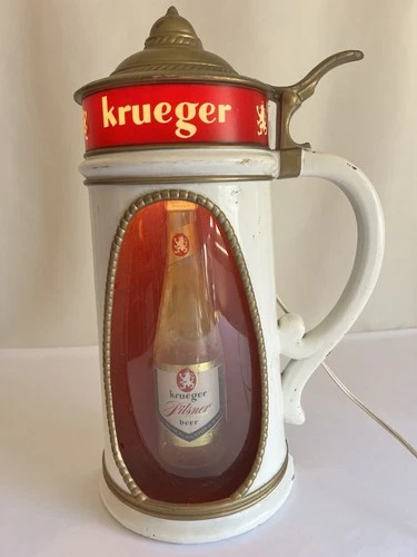 Vintage Krueger Beer Illuminated Plastic Sign Light Works 16.5" Tall