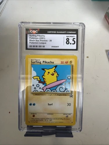 Pokémon TCG Surfing Pikachu Black Star Promo 28 CGC 8.5 Pokémon League 2001