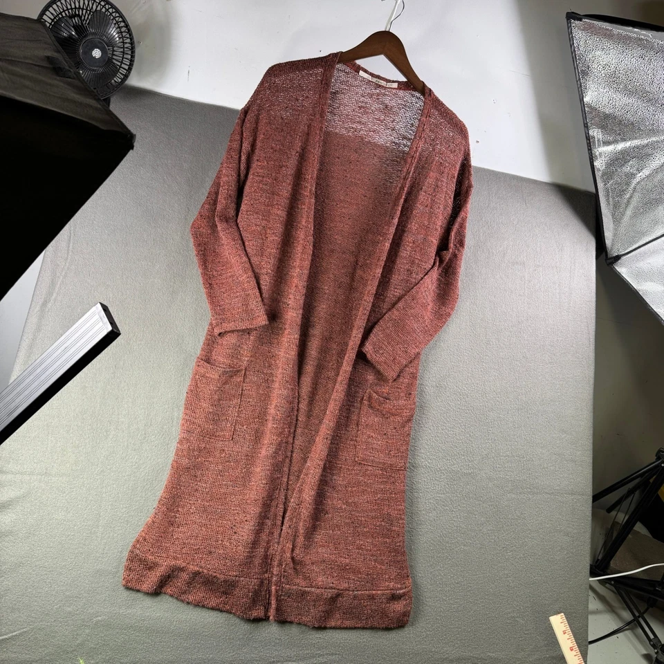 Cárdigan plumero Gibson para mujer XL suéter tejido bolsillos delanteros abiertos óxido Boho Resort Foto 2 de 4