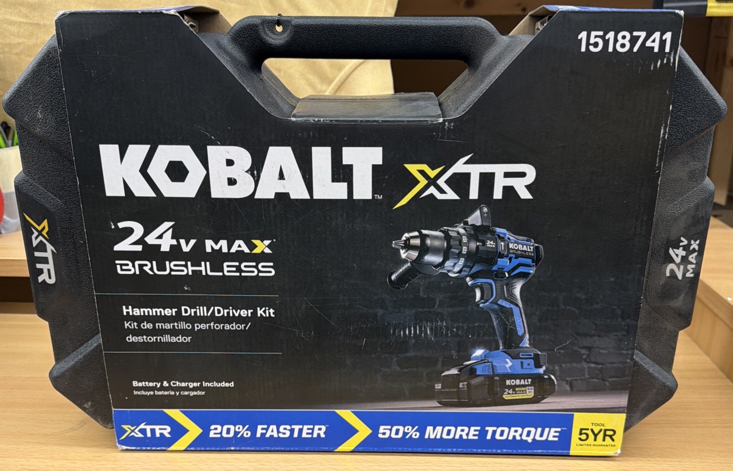 Kobalt 1518741 XTR 24V 1/2" Brushless Cordless Hammer Drill/Driver Kit New