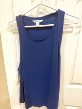 Athleta Women’s Blue Ribbed Knit Scoop Neck Wide Strap Tank Top L