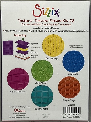 Sizzix Texturz Texture Plates Kit #2 forme modelli goffratura Big Kick Big Shot - Foto 5 di 6
