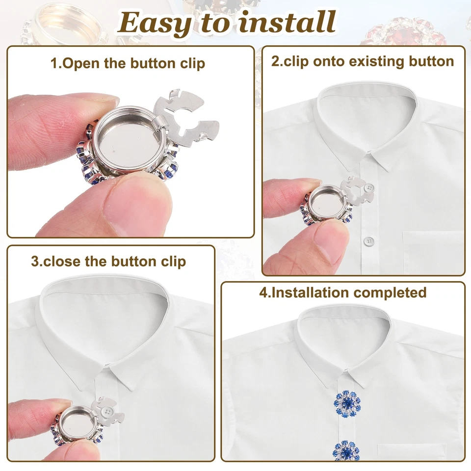 1 Juego de Fundas de Botones con Estrás, Botones de Camisa Desmontables, Verde/Dorado Foto 4 de 4