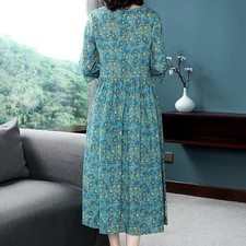 Ladies Floral Dress Mid Length Plus Size Polyester Printed for Vacation or Club