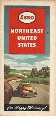 1947 ESSO Road Map NORTHEAST UNITED STATES New York Michigan Massachusetts Ohio
