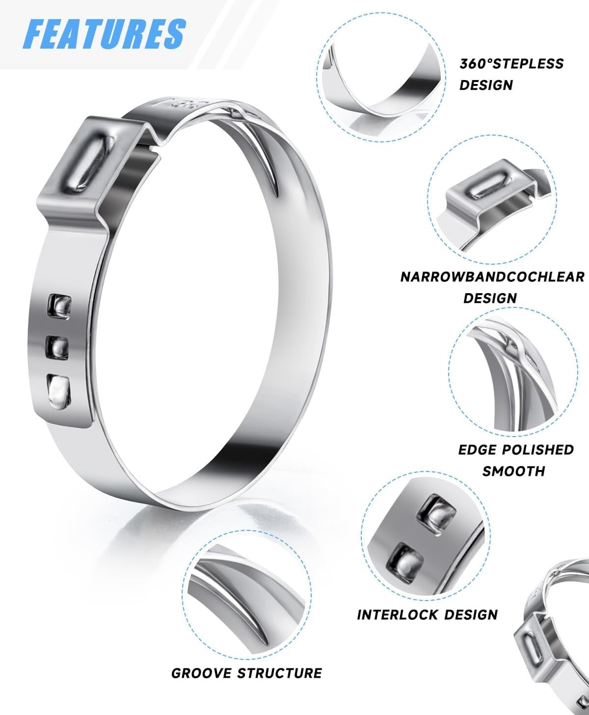 210PCS 304 Stainless Steel Single Ear Hose Clamp Assortment Kit - 12 Sizes (6-36