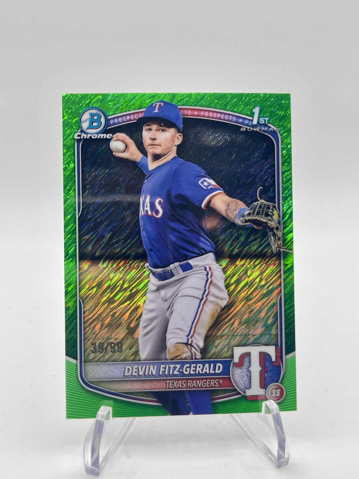 2025 Bowman Chrome Devin Fitz-Gerald 1st Green Shimmer Refractor /99 BCP-158