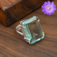 Dazzling Aquamarine Gemstone 925 Sterling Silver Handmade Gift Ring All Size