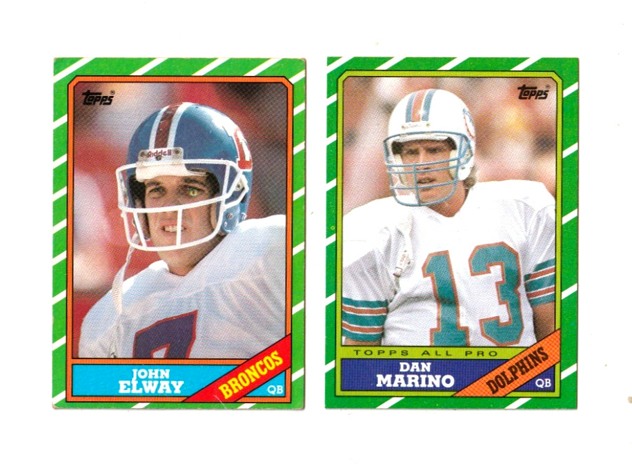 1986 Topps Football John Elway #112 & Dan Marino #45 Hall Of Famers Nm/Mt