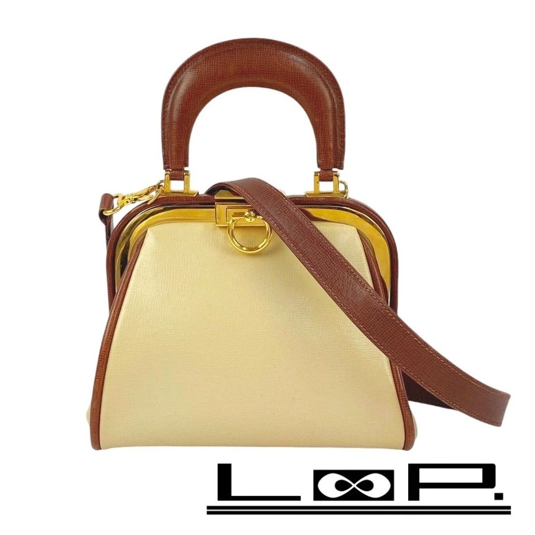 VENTE DIOR !!! Sac à main bandoulière 2 voies fermoir cuir marron beige ◇ Occasion LOOP 0