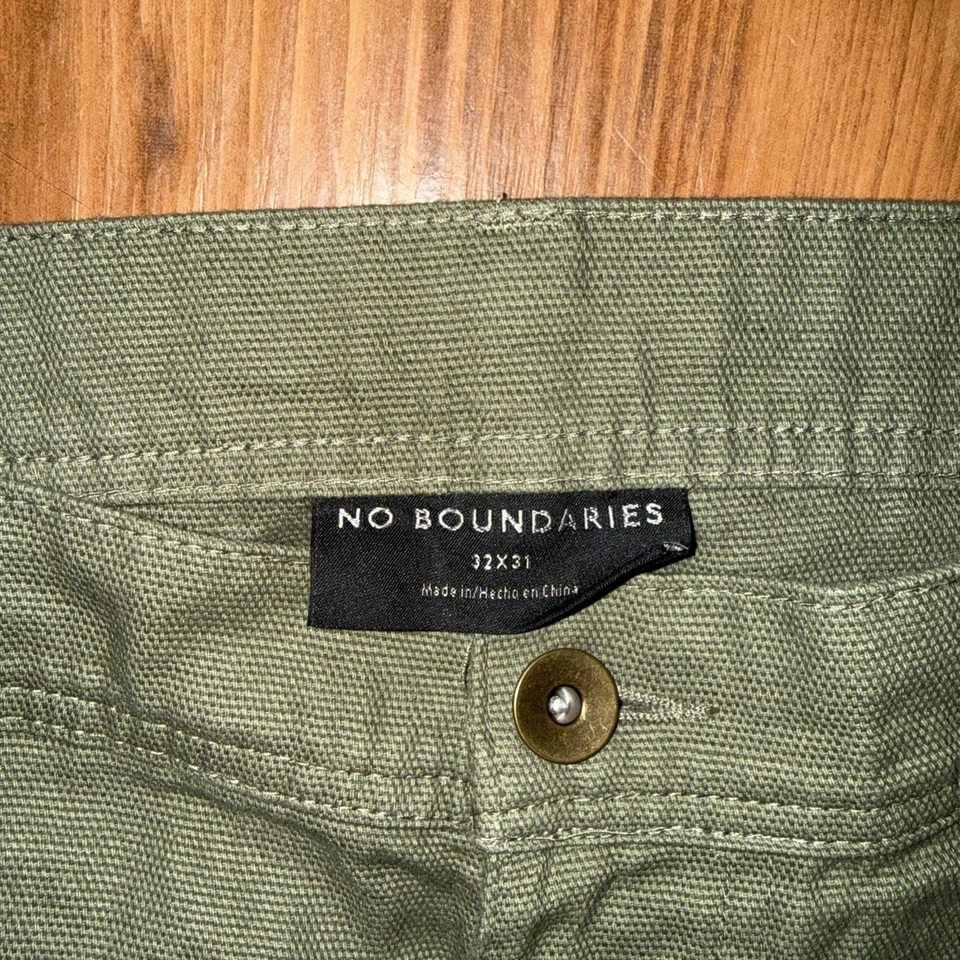 Брюки мужские без границ 32x31 темно-зеленые мешковатые холщовые с двойным коленом - Изображение 3 из 4