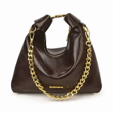 Women s Brown Small Solid Shoulder Bag Zip Cl...