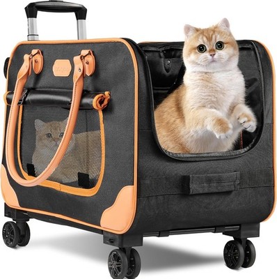 Rolling Cat Carrier with Wheels for Large Cats 38 lbs Pet Stroller Travel Bag