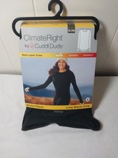 ClimateRight Cuddl Duds Women s XL LS Stretch Fleece Crew Base Layer Top Black