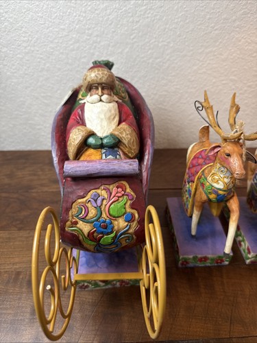 Heartwood Creek Jim Shore Babbo Natale slitta gioia consegna con tre renne uniche! - Foto 3 di 17
