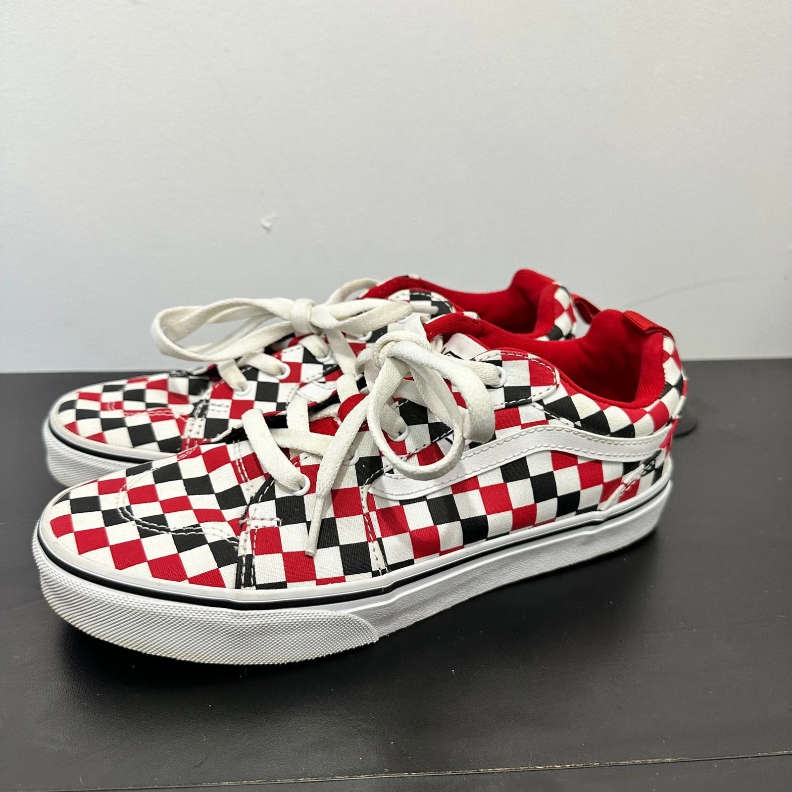 Scarpe da skate Vans Lowland CC a scacchi giovani taglia 6 rosso nero bianco