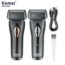 Kemei KM-2800 Rechargeable Foil Head Facial Shaver USB Black Silver for Men