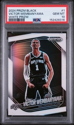 2024 Panini Prizm Black 1 Victor Wembanyama WHITE /175 Prizm PSA 10 GEM MINT !