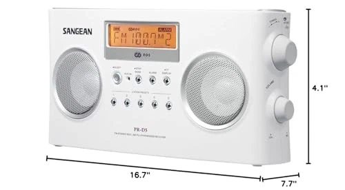 Sangean PR-D5 Portable Radio with Digital Tuning and RDS (White) - Image 4 of 4